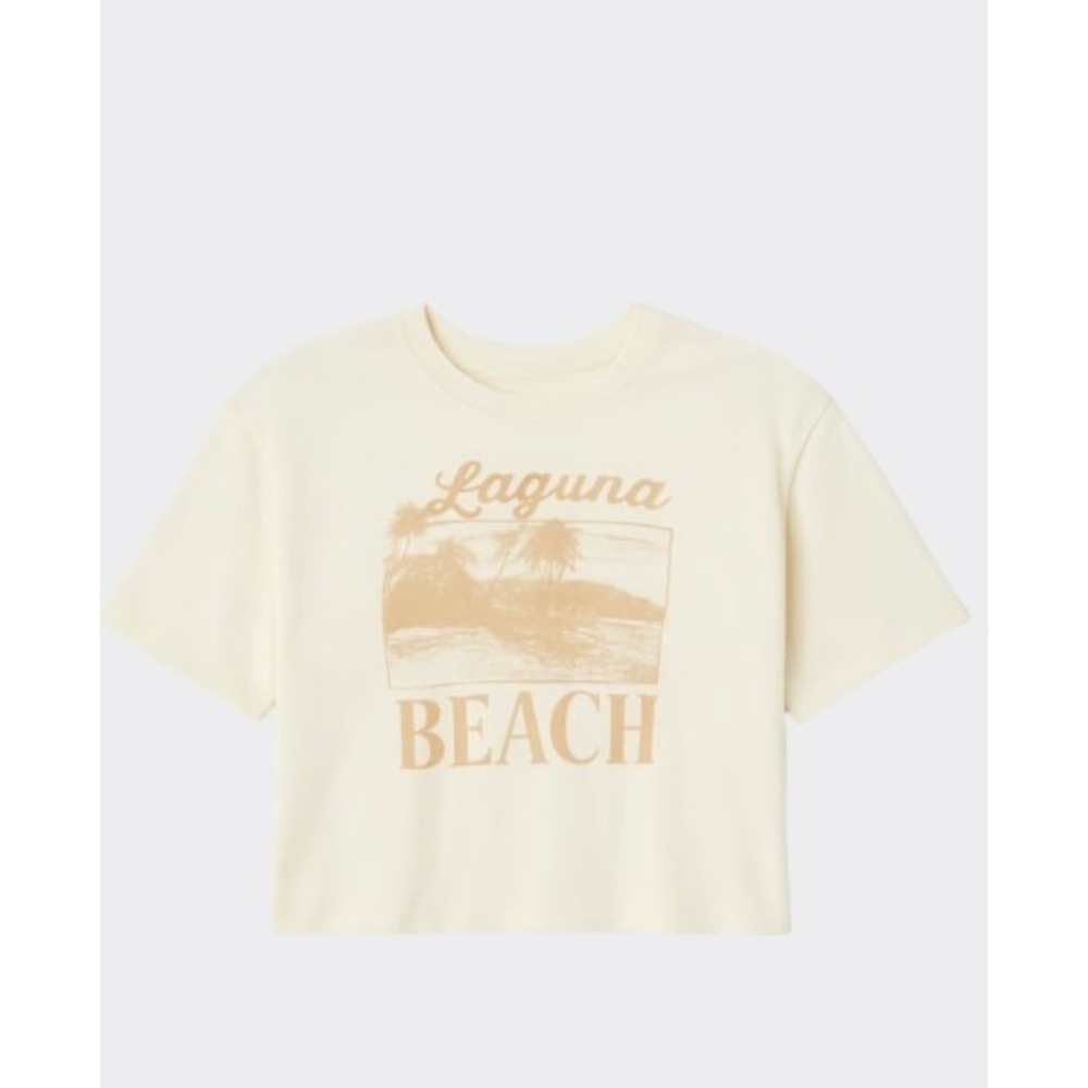 Lovesick Torrid Cropped Cream-colored Laguna Beach Graphic Tee-Plus Size 2X